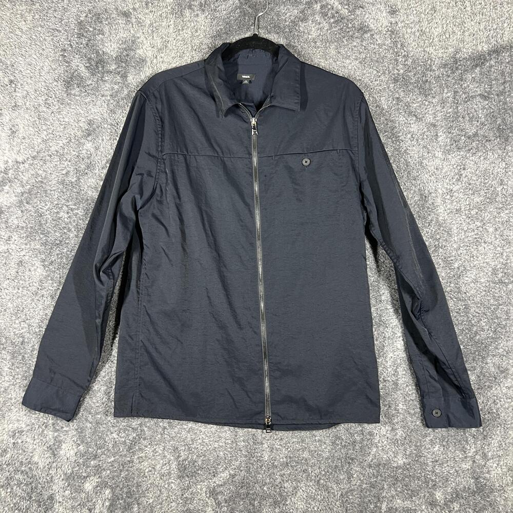 Vince Jacket Mens M Blue Windbreaker Full Zip Collared Lightweight Canvas